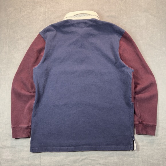 Polo Ralph Lauren Rugby Shirt Mens XL Blue Burgundy Striped Crest Heavyweight - Picture 4 of 11